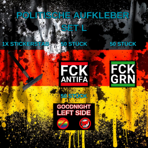 Entdecke das Sticker und Stickerstab Set L mit 150 wetterfesten Stickern. Langlebig, auffällig und ideal für klare Statements. Jetzt kaufen und Meinung zeigen!