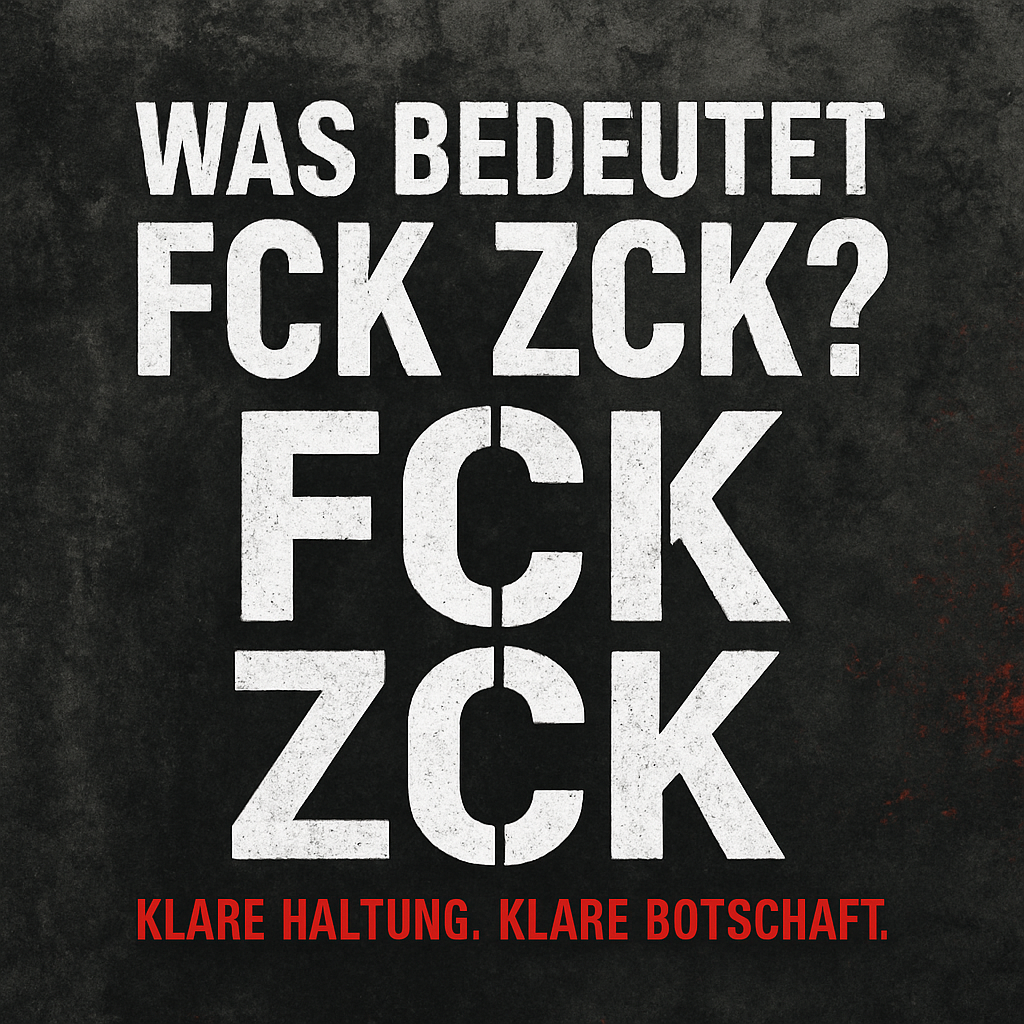 Was bedeutet FCK ZCK?“ in weißer Stencilschrift auf dunklem Hintergrund – starke politische Aussage gegen die linke Szene.