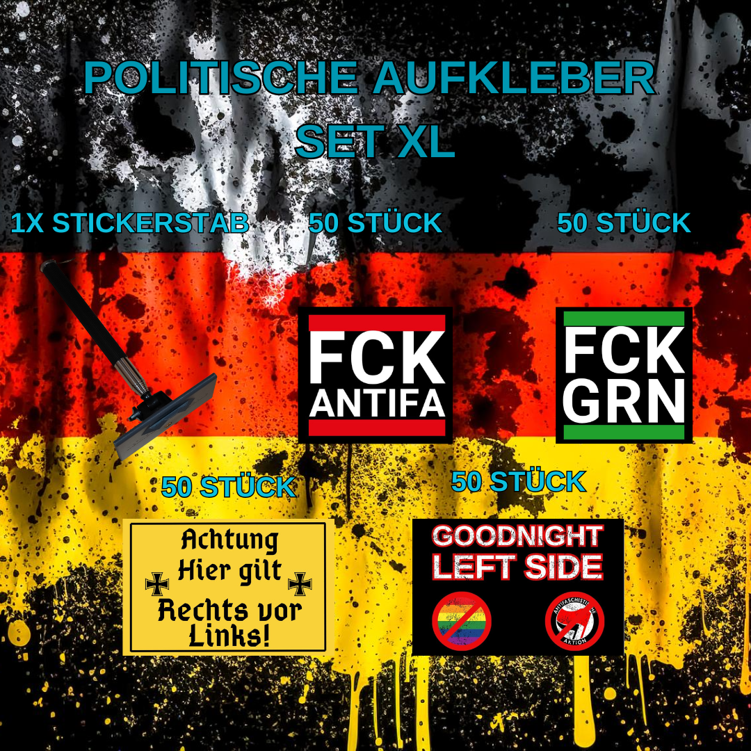 Sticker Set mit 4 verschiedenen Stickern oder Aufklebern und Stickerstab