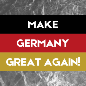 Patriotischer Deutschland Aufkleber im Flaggen-Design mit dem Spruch „Make Germany Great Again“. Hochwertiger Aufkleber Deutschland (5,5 × 8,5 cm) mit Abziehilfe. Dieser patriotische Deutschland Flagge Aufkleber vereint Qualität und klare Botschaft.